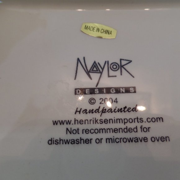 Naylor Designs 2004 Hand Painted Ceramic Hanging Plate 13.5" L X 9.5" T Lady Sip - Picture 12 of 12